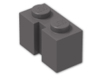 LEGO® Brick: Brick 1 x 2 with Groove 4216 | Color: Dark Stone Grey