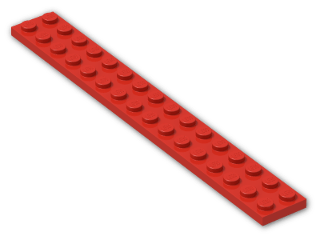 LEGO® Brick: Plate 2 x 16 4282 | Color: Bright Red