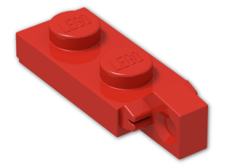 LEGO® Brick: Hinge Plate 1 x 2 Locking with Single Finger on End Vertical 44301 | Color: Bright Red