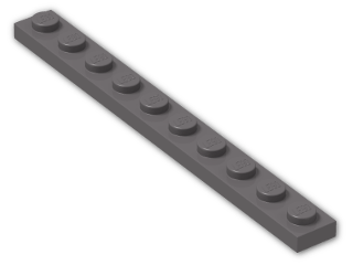 LEGO® Brick: Plate 1 x 10 4477 | Color: Dark Stone Grey