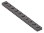 LEGO® Brick: Plate 1 x 10 4477 | Color: Dark Stone Grey