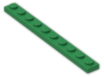 LEGO® Brick: Plate 1 x 10 4477 | Color: Dark Green