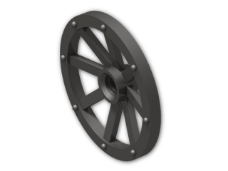 LEGO® Brick: Wheel 2.8 x 34 with 8 Spokes with Notched Hole for Wheel Holding 4489b | Color: Metallic Dark Grey
