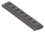 LEGO® Brick: Plate 1 x 8 with Door Rail 4510 | Color: Dark Stone Grey