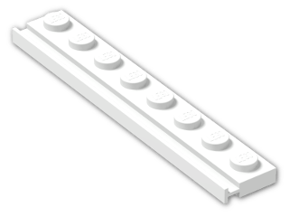 LEGO® Brick: Plate 1 x 8 with Door Rail 4510 | Color: White
