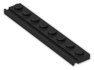 LEGO® Brick: Plate 1 x 8 with Door Rail 4510 | Color: Black