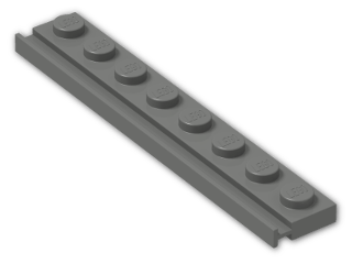 LEGO® Brick: Plate 1 x 8 with Door Rail 4510 | Color: Dark Grey