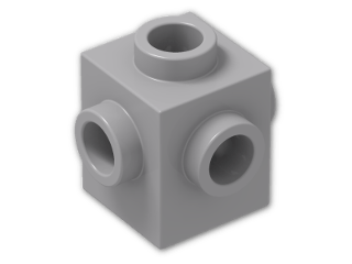 LEGO® Brick: Brick 1 x 1 with Studs on Four Sides 4733 | Color: Medium Stone Grey