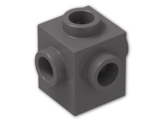 LEGO® Brick: Brick 1 x 1 with Studs on Four Sides 4733 | Color: Dark Stone Grey