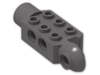 LEGO® Brick: Technic Brick 2 x 3 w/ Holes, Click Rot. Hinge (V) and Socket 47432 | Color: Dark Stone Grey