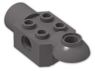 LEGO® Brick: Technic Brick 2 x 2 w/ Hole, Click Rot. Hinge (H) and Socket 47452 | Color: Dark Stone Grey