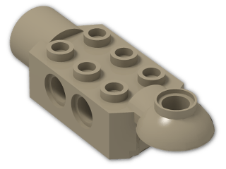 LEGO® Brick: Technic Brick 2 x 3 w/ Holes, Click Rot. Hinge (H) and Socket 47454 | Color: Sand Yellow