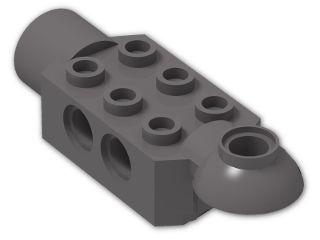 LEGO® Brick: Technic Brick 2 x 3 w/ Holes, Click Rot. Hinge (H) and Socket 47454 | Color: Dark Stone Grey
