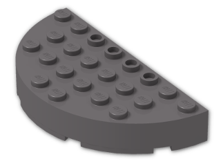 LEGO® Brick: Brick 4 x 8 Round Half Circle 47974 | Color: Dark Stone Grey