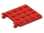 LEGO® Brick: Plate 4 x 4 with 2 Clips Horizontal 47998 | Color: Bright Red