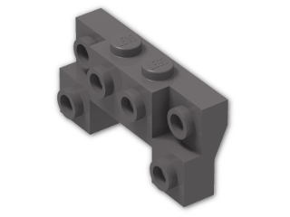 LEGO® Brick: Bracket 2 x 4 x 2/3 with Front Studs 52038 | Color: Dark Stone Grey