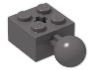 LEGO® Stein: Brick 2 x 2 with Ball Joint and Axlehole 57909 | Farbe: Dark Stone Grey