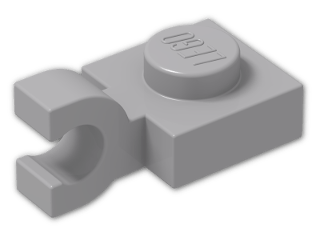 LEGO® Brick: Plate 1 x 1 with Clip Horizontal (Open U-Clip) 6019 | Color: Medium Stone Grey