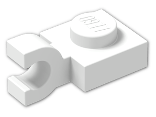 LEGO® Brick: Plate 1 x 1 with Clip Horizontal (Open U-Clip) 6019 | Color: White