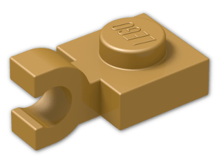 LEGO® Stein: Plate 1 x 1 with Clip Horizontal (Open U-Clip) 6019 | Farbe: Warm Gold