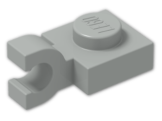 LEGO® Brick: Plate 1 x 1 with Clip Horizontal (Open U-Clip) 6019 | Color: Grey