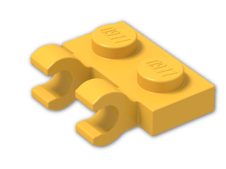 LEGO® Stein: Plate 1 x 2 with 2 Clips Horizontal (Thick C-Clips) 60470b | Farbe: Flame Yellowish Orange
