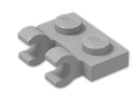LEGO® Brick: Plate 1 x 2 with 2 Clips Horizontal (Thick C-Clips) 60470b | Color: Medium Stone Grey