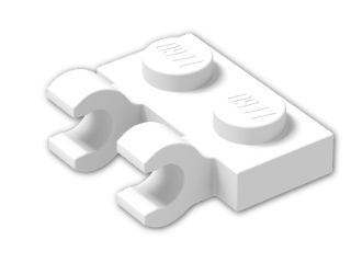 LEGO® Stein: Plate 1 x 2 with 2 Clips Horizontal (Thick C-Clips) 60470b | Farbe: White