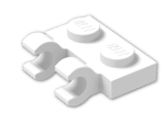 LEGO® Brick: Plate 1 x 2 with 2 Clips Horizontal (Thick C-Clips) 60470b | Color: White