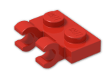 LEGO® Stein: Plate 1 x 2 with 2 Clips Horizontal (Thick C-Clips) 60470b | Farbe: Bright Red