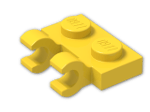LEGO® Stein: Plate 1 x 2 with 2 Clips Horizontal (Thick C-Clips) 60470b | Farbe: Bright Yellow