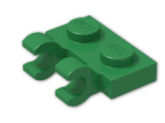 LEGO® Brick: Plate 1 x 2 with 2 Clips Horizontal (Thick C-Clips) 60470b | Color: Dark Green