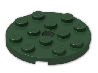 LEGO® Stein: Plate 4 x 4 Round with Hole and Snapstud 60474 | Farbe: Earth Green