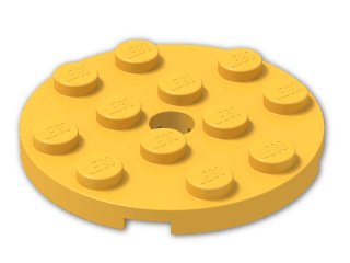 LEGO® Brick: Plate 4 x 4 Round with Hole and Snapstud 60474 | Color: Flame Yellowish Orange