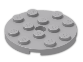 LEGO® Brick: Plate 4 x 4 Round with Hole and Snapstud 60474 | Color: Medium Stone Grey