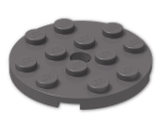 LEGO® Brick: Plate 4 x 4 Round with Hole and Snapstud 60474 | Color: Dark Stone Grey