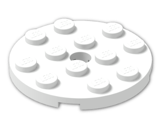 LEGO® Stein: Plate 4 x 4 Round with Hole and Snapstud 60474 | Farbe: White
