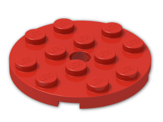 LEGO® Stein: Plate 4 x 4 Round with Hole and Snapstud 60474 | Farbe: Bright Red