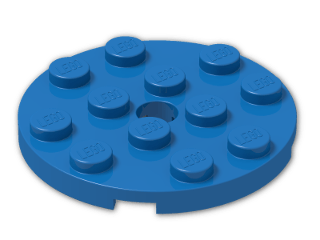 LEGO® Stein: Plate 4 x 4 Round with Hole and Snapstud 60474 | Farbe: Bright Blue