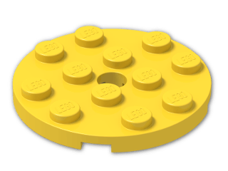 LEGO® Stein: Plate 4 x 4 Round with Hole and Snapstud 60474 | Farbe: Bright Yellow