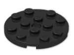 LEGO® Stein: Plate 4 x 4 Round with Hole and Snapstud 60474 | Farbe: Black