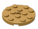 LEGO® Brick: Plate 4 x 4 Round with Hole and Snapstud 60474 | Color: Warm Gold