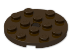 LEGO® Stein: Plate 4 x 4 Round with Hole and Snapstud 60474 | Farbe: Dark Brown