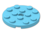 LEGO® Brick: Plate 4 x 4 Round with Hole and Snapstud 60474 | Color: Medium Azur