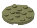 LEGO® Stein: Plate 4 x 4 Round with Hole and Snapstud 60474 | Farbe: Olive Green