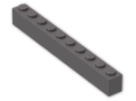 LEGO® Brick: Brick 1 x 10 6111 | Color: Dark Stone Grey