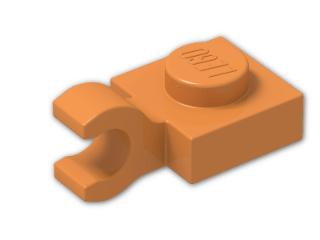 LEGO® Brick: Plate 1 x 1 with Clip Horizontal (Thick C-Clip) 61252 | Color: Bright Orange