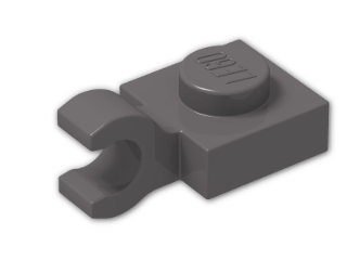 LEGO® Brick: Plate 1 x 1 with Clip Horizontal (Thick C-Clip) 61252 | Color: Dark Stone Grey
