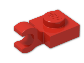 LEGO® Brick: Plate 1 x 1 with Clip Horizontal (Thick C-Clip) 61252 | Color: Bright Red