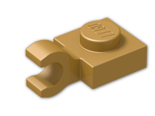 LEGO® Stein: Plate 1 x 1 with Clip Horizontal (Thick C-Clip) 61252 | Farbe: Warm Gold